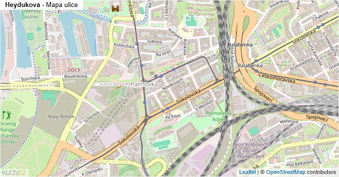 Heydukova - mapa ulice