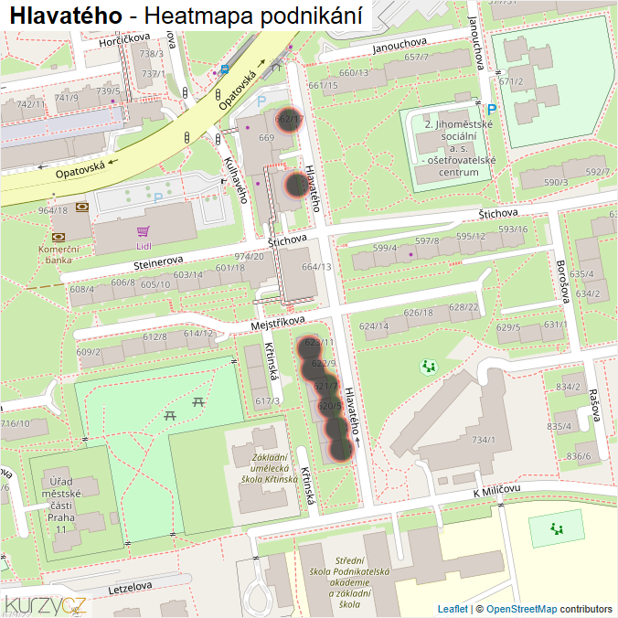 Mapa Hlavatého - Firmy v ulici.