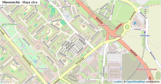 Hlavenecká - mapa ulice