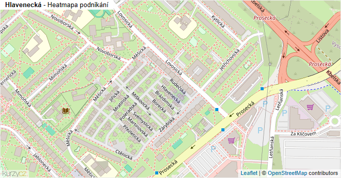 Hlavenecká - mapa podnikání