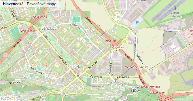 Hlavenecká - záplavové mapy stoleté vody