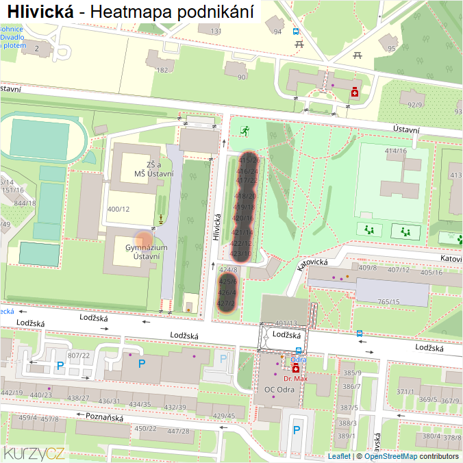 Mapa Hlivická - Firmy v ulici.