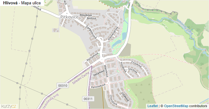 Hlívová - mapa ulice