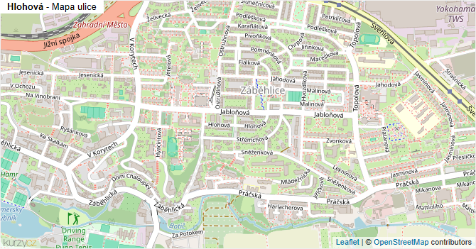 Hlohová - mapa ulice