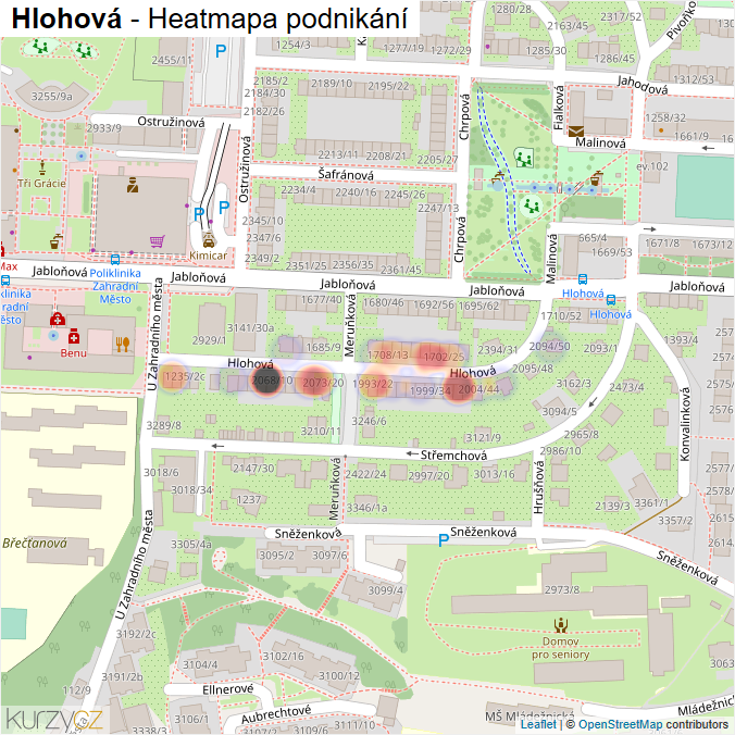 Mapa Hlohová - Firmy v ulici.