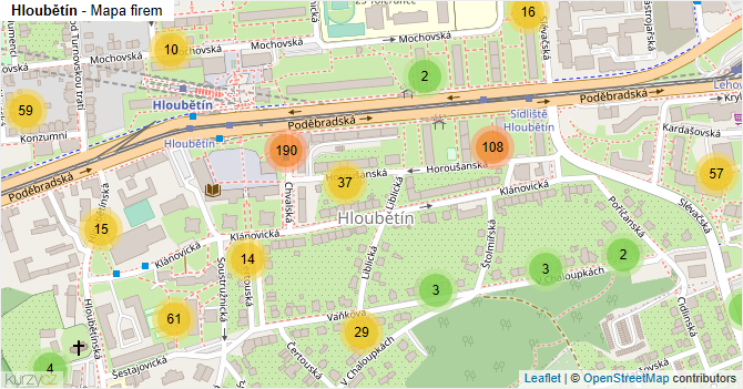 Hloubětín - mapa firem