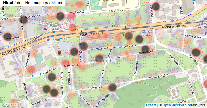 Hloubětín - mapa podnikání
