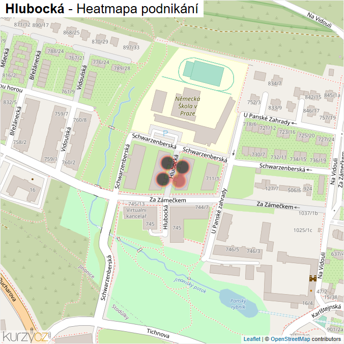 Mapa Hlubocká - Firmy v ulici.