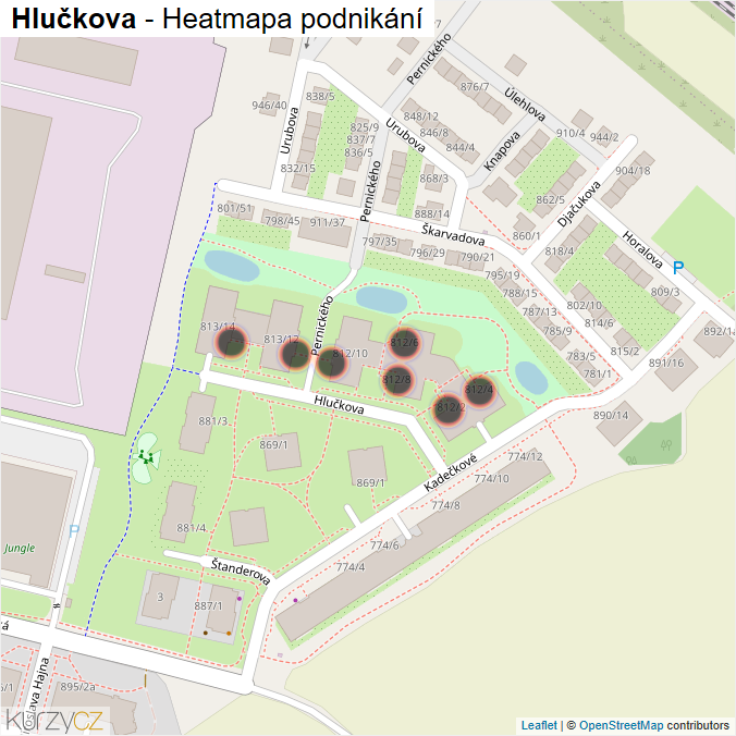 Mapa Hlučkova - Firmy v ulici.