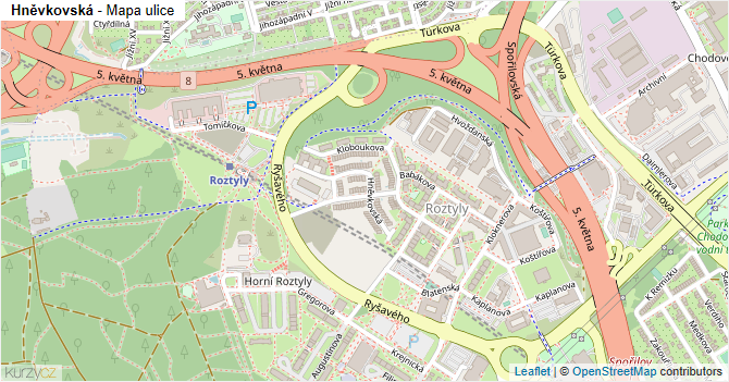Hněvkovská - mapa ulice