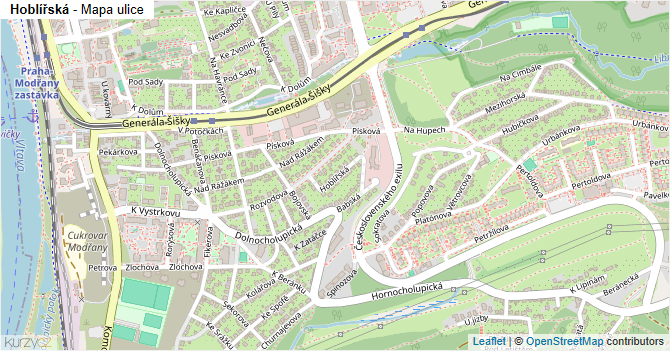 Hoblířská - mapa ulice