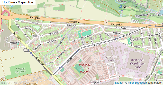 Hodčina - mapa ulice