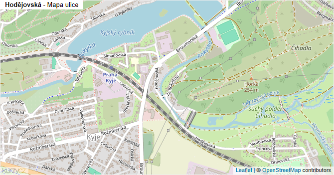 Hodějovská - mapa ulice