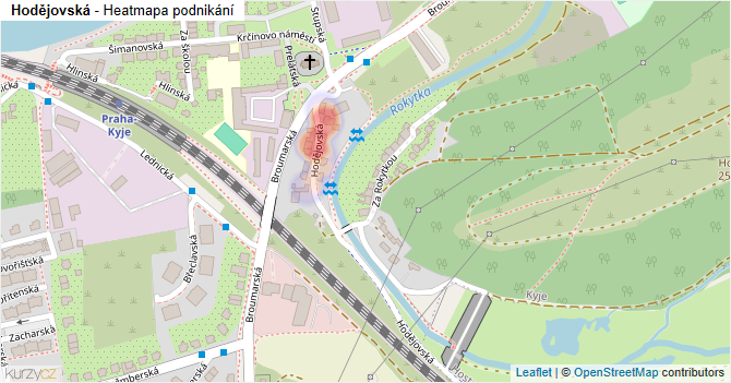 Hodějovská - mapa podnikání
