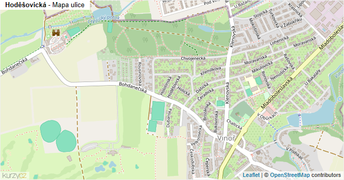 Hoděšovická - mapa ulice
