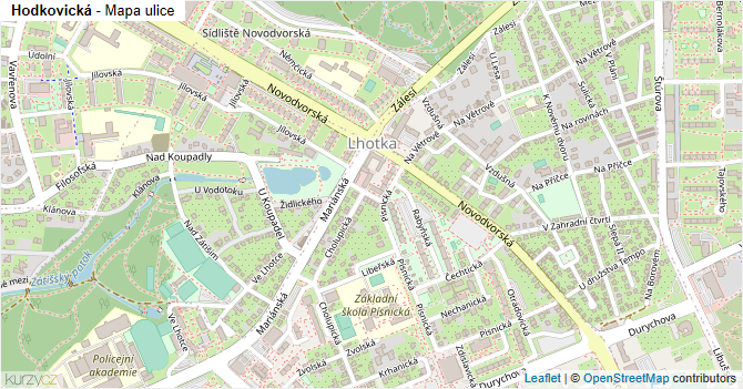 Hodkovická - mapa ulice