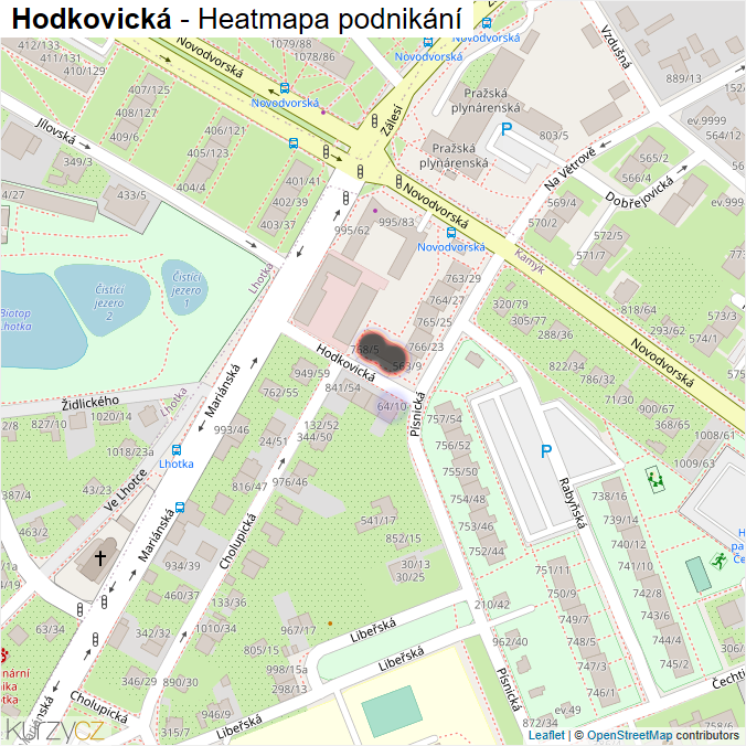 Mapa Hodkovická - Firmy v ulici.