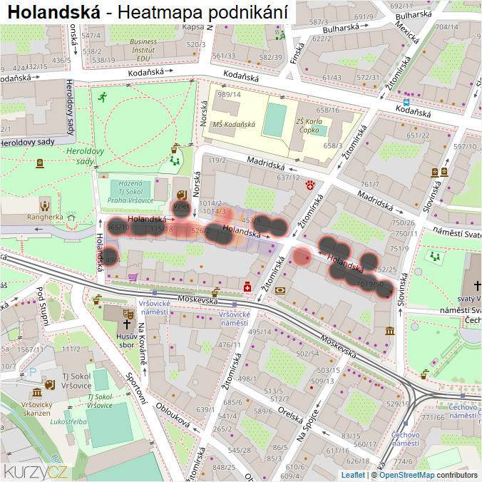 Mapa Holandská - Firmy v ulici.