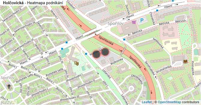 Holčovická - mapa podnikání