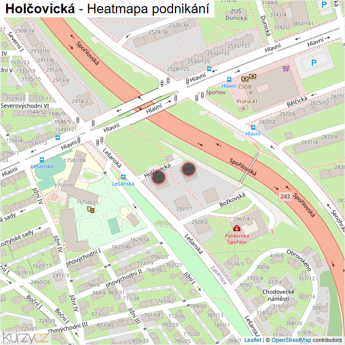 Mapa Holčovická - Firmy v ulici.