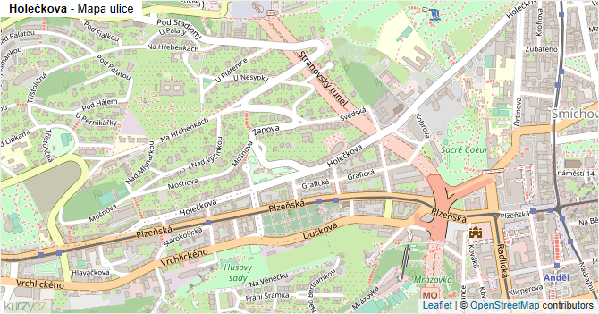 Holečkova - mapa ulice