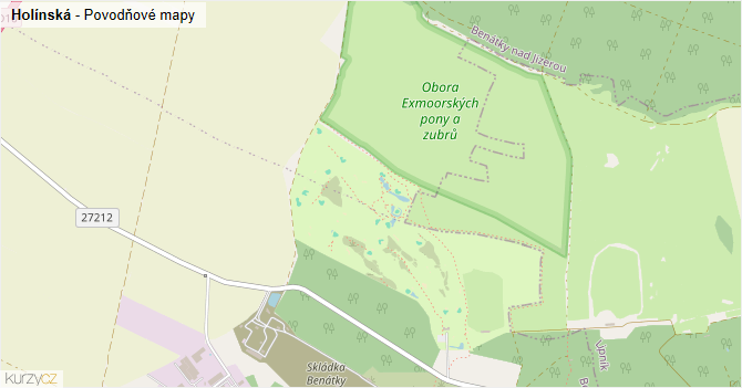 Holínská - záplavové mapy stoleté vody