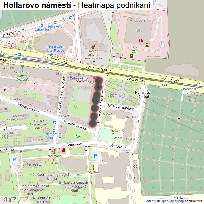 Mapa Hollarovo náměstí - Firmy v ulici.