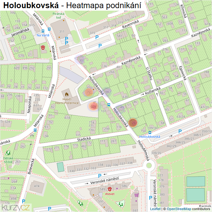 Mapa Holoubkovská - Firmy v ulici.