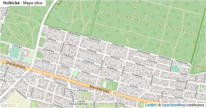 Holšická - mapa ulice