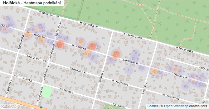Holšická - mapa podnikání