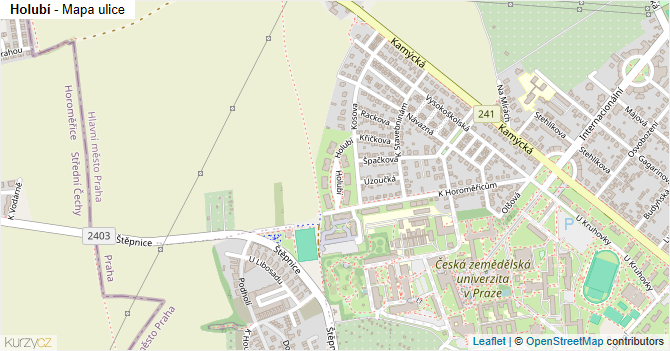 Holubí - mapa ulice
