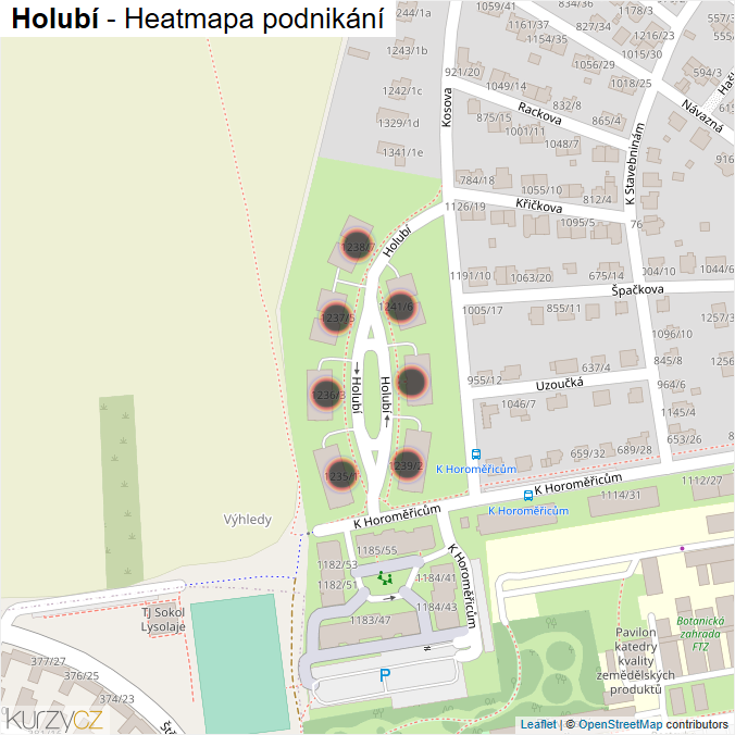 Mapa Holubí - Firmy v ulici.