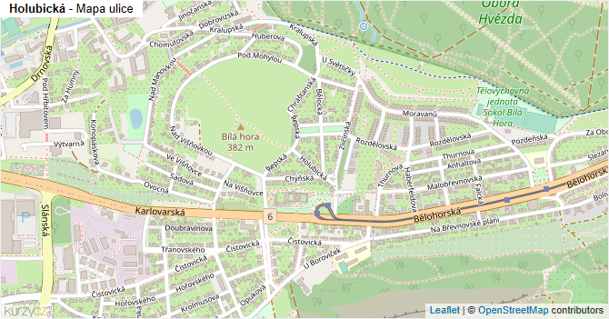 Holubická - mapa ulice
