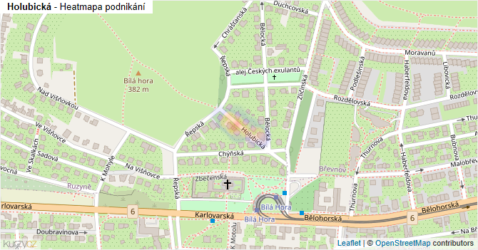 Holubická - mapa podnikání