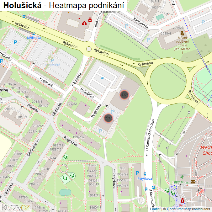Mapa Holušická - Firmy v ulici.