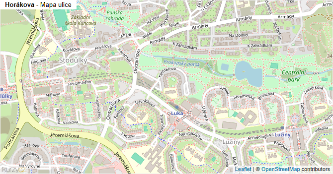 Horákova - mapa ulice