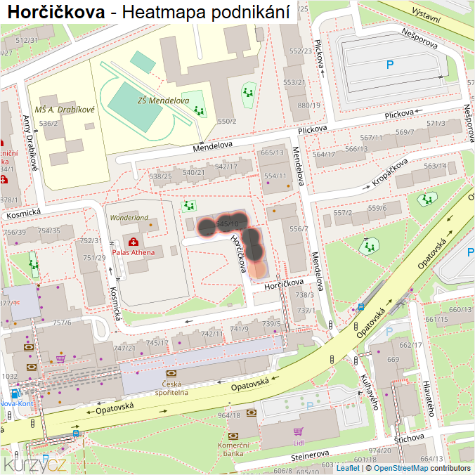 Mapa Horčičkova - Firmy v ulici.