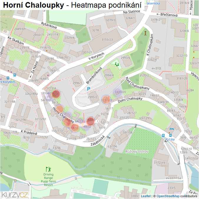 Mapa Horní Chaloupky - Firmy v ulici.