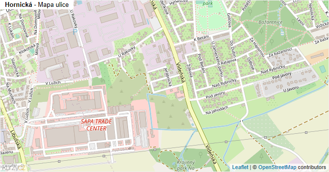 Hornická - mapa ulice