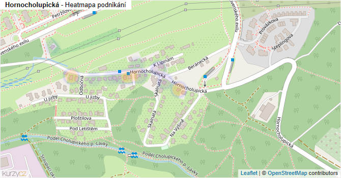Hornocholupická - mapa podnikání
