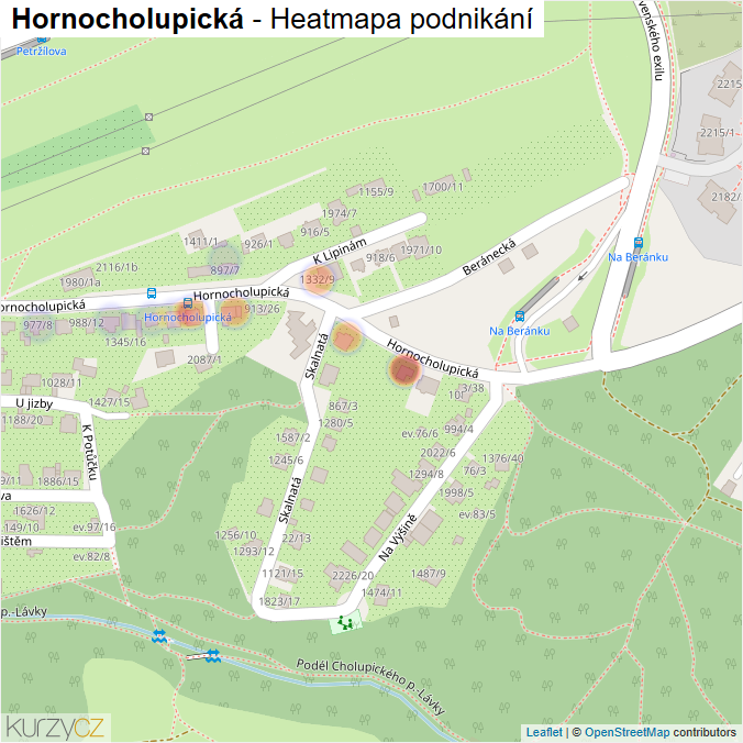 Mapa Hornocholupická - Firmy v ulici.