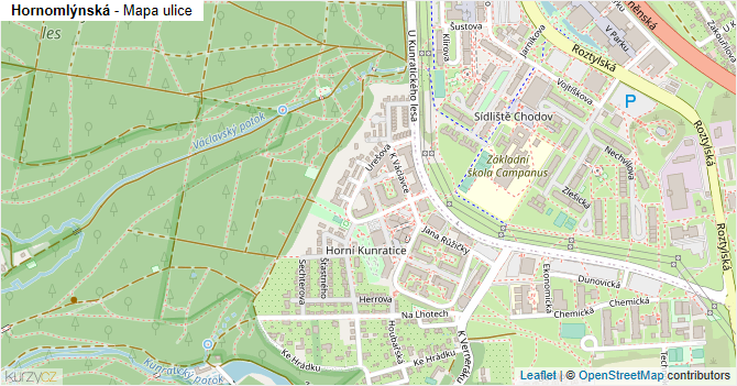 Hornomlýnská - mapa ulice