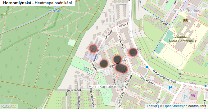 Hornomlýnská - mapa podnikání