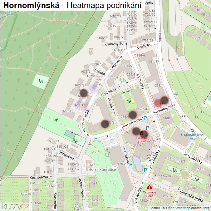 Mapa Hornomlýnská - Firmy v ulici.