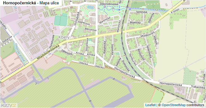Hornopočernická - mapa ulice