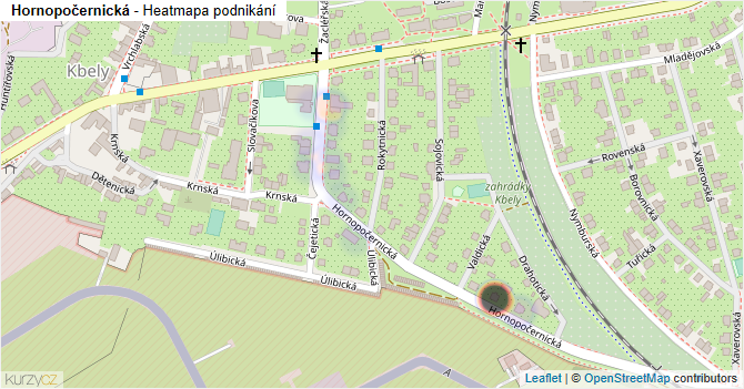 Hornopočernická - mapa podnikání