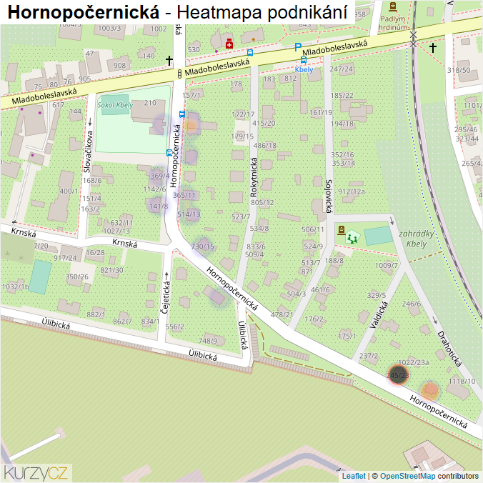 Mapa Hornopočernická - Firmy v ulici.