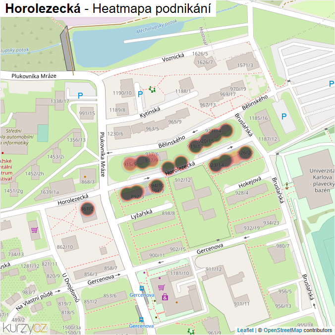 Mapa Horolezecká - Firmy v ulici.