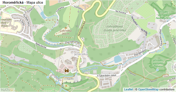 Horoměřická - mapa ulice