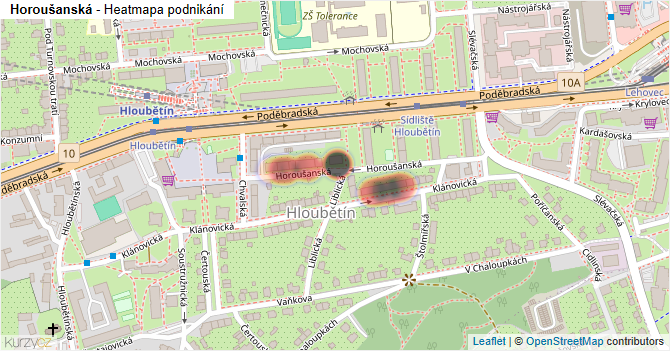 Horoušanská - mapa podnikání